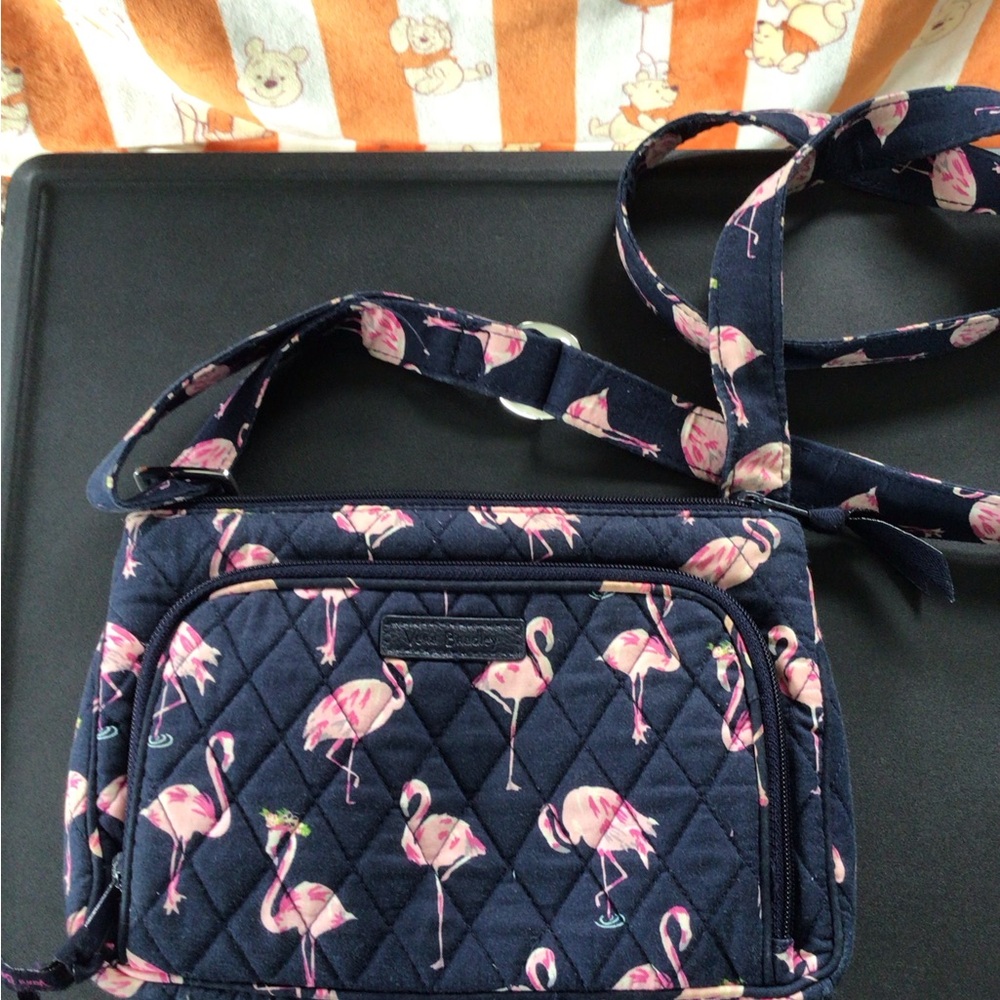 Vera Bradley Blue and Pink Flamingo Crossbody Bag
